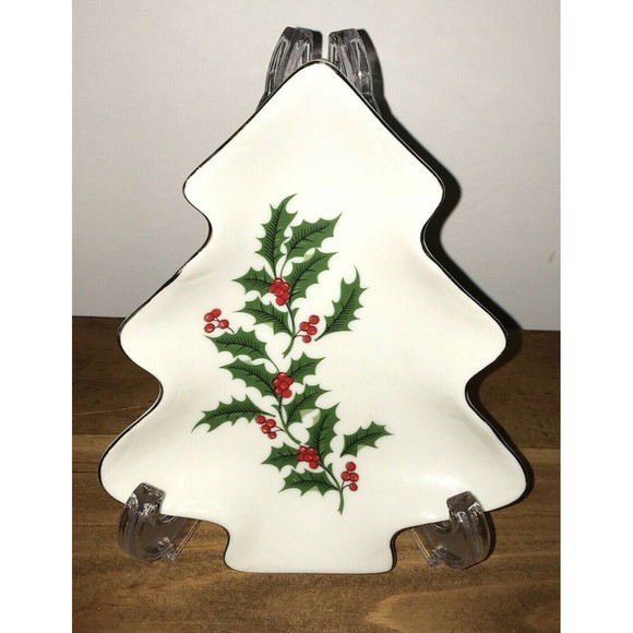 Porcelain Painted Tree Plate York Distribution Co Vintage Christmas Collectible - Picture 2 of 9